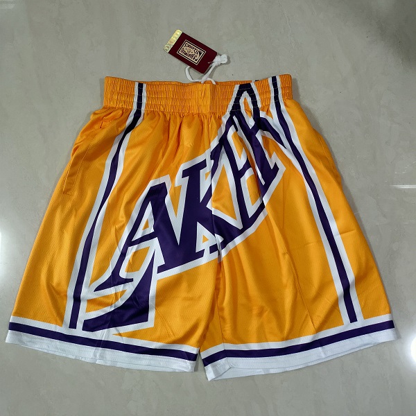 Men NBA 2021 Los Angeles Lakers Yellow Shorts 1->los angeles lakers->NBA Jersey